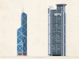 Bank Of China And Hsbc Towers Infographic Elements Tower Architecture Illustration Willis Tower