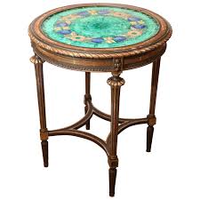 French 19th Century Round Malachite Lapis And Coral Stone Inlaid Table 1stdibs Com Malachite Coral Stone Table