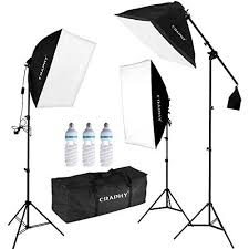 Craphy Professional Photo Studio Soft Box Lights Continuous Lighting Kit 3x135w 5000k Bulbs 20 X25 Softbox 80 Light Stand Carrying Bag Softbox Lighting Kit Softbox Lighting Photo Studio