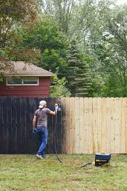 Staining Our Fence Black Backyard Fences Fence Paint Painted Wood Fence