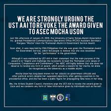 Check spelling or type a new query. The Varsitarian Sur Twitter Look Statements Of Student Councils Of The Faculty Of Arts And Letters College Of Architecture And Faculty Of Civil Law Respectively On Mocha Uson Receiving The Alumni
