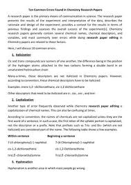 The research paper explores the benefits of participating in research. Ten Common Errors Found In Chemistry Research Papers By Sets India Issuu