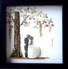 But the real challenge is to select gift for a couple. Pebble Art Wedding Groom To Bride 8 By 8 Medha Rode Unique Wedding Gift Couples Engagement Anniversary Birthday Gift One Of A Kind Pebble Art Unique Wedding Gifts Rock Crafts