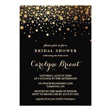 Faux Gold Foil Confetti Black Bridal Shower Invitation Zazzle Com Black And White Wedding Invitations Black Wedding Invitations Blue Wedding Invitations