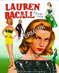 Vintage Lauren Bacall Paper Dolls Reprod~ 1 PDF Files of 10 Pages Digital  Print Easy Print DIY Download Hollywood Movie Star 300dpi