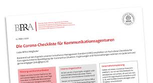Our corona checklist on how to organize your product data correctly in the times of the corona corona checklist. Bpra Veroffentlicht Corona Checkliste Fur Kommunikationsagenturen Werbewoche M K