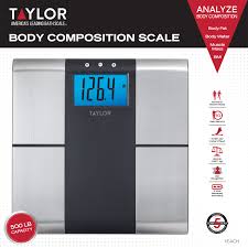 Page 1 electronic bath scales 7009 lithium digital scale with 0.8 lcd readout accurate to 300 lb/136 kg in 0.5 lb/0.2. Taylor High Capacity 500 Lb Ultimate Body Composition Scale Walmart Com Walmart Com