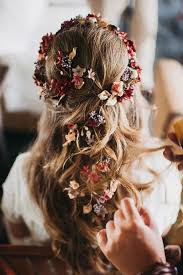 20 Gorgeous Wedding Hairstyles With Flowers For Fall Oh Best Day Ever Wedding Hair Down Wedding Hair Up Wedding Hair Flowers