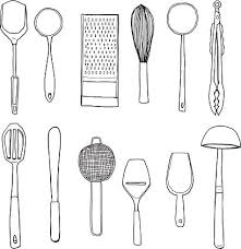 Vector Kitchen Utensils Hand Drawn Cute Line Art Illustration Vector Art Illustration Kitchen Utensils Illustration Kitchen Utensils Paint For Kitchen Walls