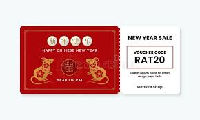 Chinese Happy New Year 2020 Year Of Rat Voucher Gift Template Vector Design With Coupon Code For Shop Happy Chinese New Year Coupon Design Happy New Year 2020