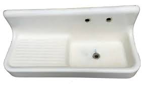 Vintage 1950's cast iron double drain boards. The Period Bath Supply Company A Division Of Historic Houseparts Inc Antique Kitchen Utility Sinks Antique Standard Cast Iron Farmhouse Kitchen Sink With Backsplash And Left Drainboard