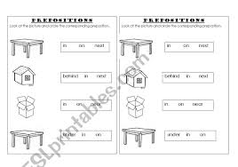 Print a set of prepositions of place flashcards, or print some for you to colour in and write the words! Prepositions For Little Kids Esl Worksheet By Vaglio