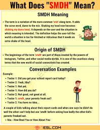 Smdh Meaning What Does Smdh Mean And Stand For With Useful Examples 7 E S L In 2020 Slang Words English Lessons School Report Card