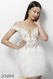 Jovani Short Prom Dresses Peaches Boutique Feather Cocktail Dress Short Wedding Gowns Feather Dress
