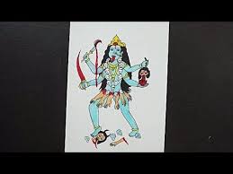 How To Draw Maa Kali Step By Step Mahakali Drawing Navratri Special Drawing Kids Drawing Youtube Drawing For Kids Children Sketch Drawings