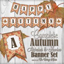 Blue pink floral banner letters free printable these blue and pink floral banner letters free . Free Printable Autumn Banner Set With Extras The Cottage Market