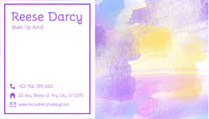 Our guide on starting a makeup artist business covers all the essential information to help you decide if this business is a good match for you. Purple Watercolor Makeup Artist Business Card Business Card Template