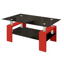 Modern side tables, for instance, don't have to live at the end of a sofa anymore but can be paired with coffee tables to create multilevel interest. Modern Glass Red Coffee Table With Shelf Contemporary Living Room