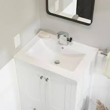 D bath vanity in white with cultured marble vanity top in white with white basin the 30.5 in. Swiss Madison 24 In Ceramic Single Faucet Hole Vanity Top In White With White Basin Sm Vt324 The Home Depot
