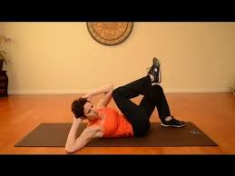 Bring your left knee up and across your body at the same time as you bring your right elbow down and across to meet it. Elbow To Knee Oblique Crunch Exercise Yoga Youtube