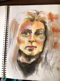 Drawing with pastels and pencils from live model