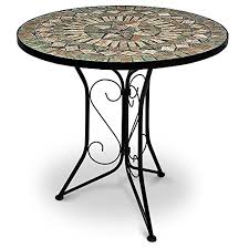 Table fer forgé ronde en mosaïque et fibre de verre 120 cm de diamètre. Table Mosaique Ronde Style Salon Marocain Top Deco Interieur Exterieur