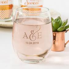 Wine glass party favor ideas. Personalized 9 Oz Stemless Wine Glass