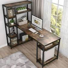 67 Reversible Computer Desk With 9 Storage Shelves Office Desk Study Table Affilink Artdes Escritorio De Madera Y Metal Muebles De Diseno Industrial Muebles