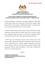 Selamat datang ke lembaga pembangunan industri pembinaan malaysia. Kementerian Pendidikan Malaysia Kenyataan Media Penjelasan Lembaga Peperiksaan Kpm Berkenaan Laporan Akhbar Sinar Harian Bertarikh 7 Februari 2021 Facebook