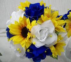 What flowers are blue and yellow. Royal Blue And Yellow Wedding Bouquets Off 75 Buy