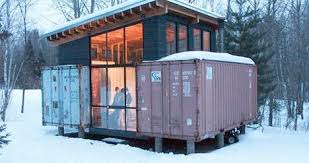 Two Shipping Containers Joined Together With Glass Walls And Vaulted Ro Shipping Container Cabin Shipping Container House Plans Shipping Container Home Designs