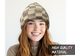 CLAPE Womens Cute Slouchy Beanies Hats, Winter Warm Chunky Checkered Beanie  Large Cuff Knitted Hat Ski Cap for Cold Weather at Amazon Women's Clothing  store