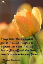 A Tulip Doesn T Strive To Impress Anyone It Doesn T Struggle To Be Different Than A Rose It Doesn T Have To It Is Differ Tulips Quotes Season Quotes Tulips