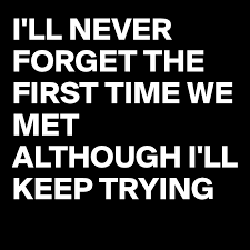 Even if i stand to lose everything, i'll preserve your memory for the tomorrows yet to be. I Ll Never Forget The First Time We Met Although I Ll Keep Trying Post By Busylizzie On Boldomatic