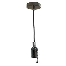 Shop Style Gun Metal Gray Pull Chain Pendant Light Socket And Canopy Overstock 29147215