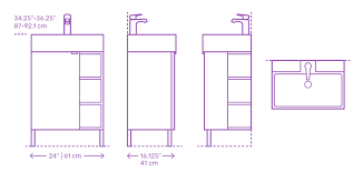 Open shelves can be on either left or right vanity top: Bathroom Vanities Dimensions Drawings Dimensions Com