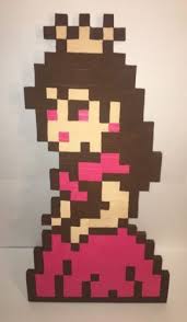Princess Peach 8 Bit Nintendo Retro Super Mario Handmade Painted Woodcraft 29 034 Handmade Paint Handmade Painting