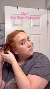 Day 2 of 10! I looove doing these with short hair 🫶🏻🎀🤍, #shorthairstyle  #shorthairideas #grwmhair #shorthairinspo #redhair