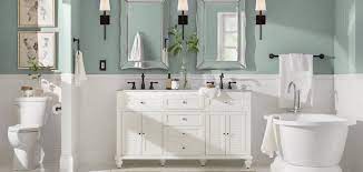 Make a small bathroom﻿ feel bigger by emboldening it with a dark, bright, or experimental paint color﻿. Behr Bathroom Paint Color Ideas Design Corral
