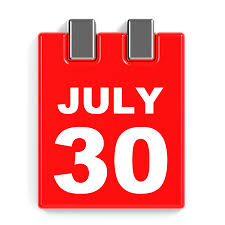 July 30 is the 211th day of the year in the gregorian calendar; 30 Juli Kalender Auf Weissem Hintergrund 3d Darstellung Lizenzfreie Fotos Bilder Und Stock Fotografie Image 64475302