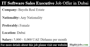 It Software Sales Executive Job Offer In Dubai Executive Jobs Software Sales Job Offer
