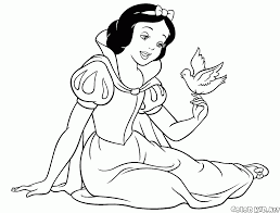 Dibujo de blancanieves y el principe para colorear dibujos. Dibujo Para Colorear Blancanieves Y Un Pajaro
