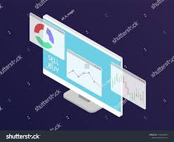 Forex Stock Chart Isometry Computer Stock Stock Vector