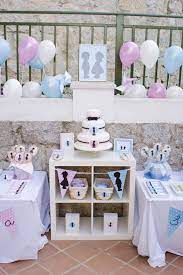 Silhouette Sister Brother Birthday Party Kara S Party Ideas The Place For Al Twin Boy And Girl Baby Shower Twins Baby Shower Girl Baby Shower Decorations