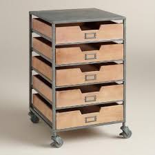 Wood And Metal 5 Drawer Frederick Rolling Cart Storage Cart With Drawers Wood And Metal Drawer Cart