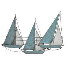 Three Hands Metal Wall Decor In Sailing Boat 34096 The Home Depot Boat Wall Art Sailboat Wall Decor Boat Wall Decor