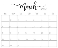 Cute March 2020 Calendar Schedule For New Class Printable Calendar Template March Calendar Printable Calendar Printables Free Printable Calendar Templates