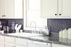 Kitchen Chic Ideas For White Kitchen Decoration Using Black Tin Tin Backsplash Kitchen Tin Kitchen Metallic Backsplash