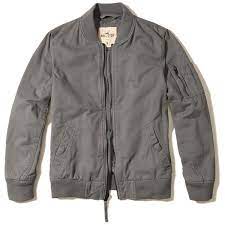 Hollister Twill Bomber Jacket 90 Liked On Polyvore Featuring Men S Fashion Men S Clothing Grey Jacket Mens Faux Leather Bomber Jacket Grey Leather Jacket
