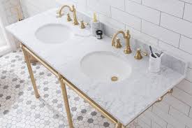 Free shipping for many products! 60 Wide Double Wash Stand Only In Satin Gold Finish